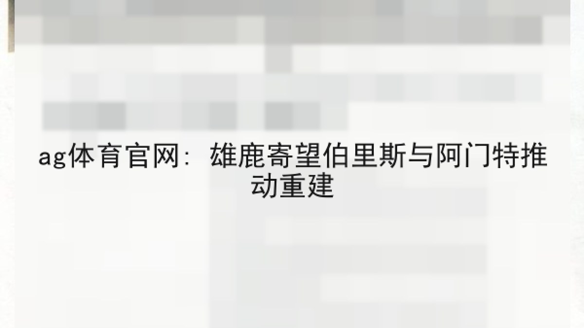 ag体育官网: 雄鹿寄望伯里斯与阿门特推动重建